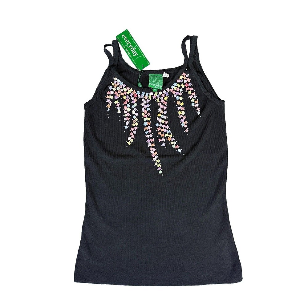 Vintage Everyday Clothing Co Beaded Tank Top Y2K Ribbed Pastel Charm Cami NWT XL